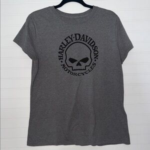 Harley-Davidson Women’s Graphic Tee Skull Logo Gray Size Large